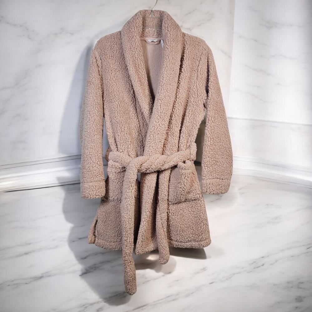 Josie by Natori Plush Sherpa Robe in Pink Blush Womens L/XL Dream Catcher Cozy